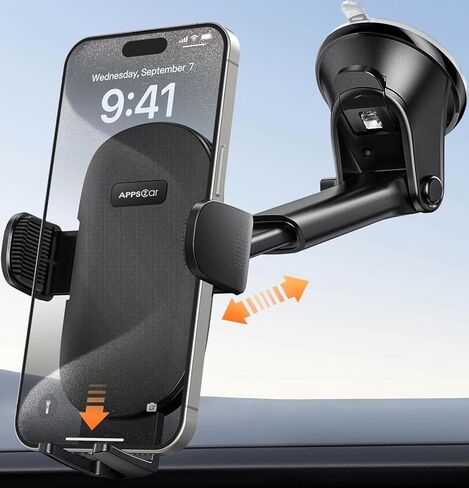 APPS2Car Car Phone Holders for Your car, Dashboard/Windshield Cell Phone Holder, Compatible with iPhone, Samsung, and All Smartphones in Kuwait