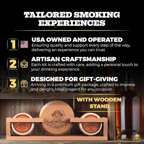 Whiskey Smoker Kit & Display Stand | Cocktail Smoker Kit with Torch & 4 Wood Chips | Old Fashioned Smoker Kit | Bourbon Smoker Kit | Drink Smoker Kit | Whiskey & Bourbon Gifts for Men (NO Butane) in Saudi Arabia
