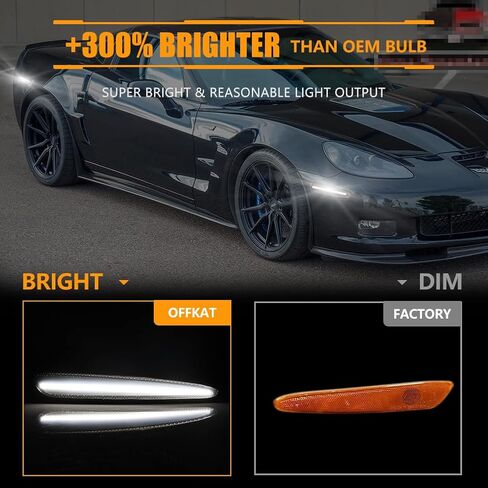مصابيح جانبية LED الأمامية والخلفية لـ Chevy Corvette C6 Z06 2005-2013 ، مصابيح علامات الصدمات الجانبية المدخنة ، مصابيح LED بيضاء فائقة الإشارة ، 4 أجهزة كمبيوتر in Saudi Arabia