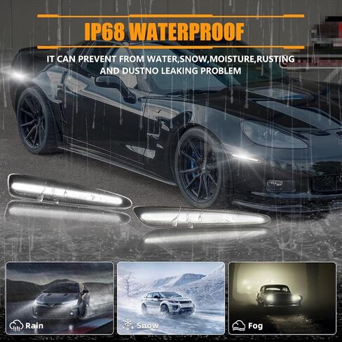 مصابيح جانبية LED الأمامية والخلفية لـ Chevy Corvette C6 Z06 2005-2013 ، مصابيح علامات الصدمات الجانبية المدخنة ، مصابيح LED بيضاء فائقة الإشارة ، 4 أجهزة كمبيوتر in Saudi Arabia