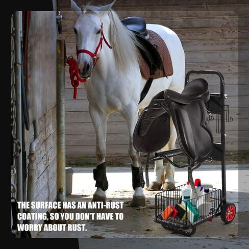 Rolling Saddle Rack Dolly Heavy Duty Horse Equipment Cart Foldable Horse Tack Cart with Wheels for Storage Moving Organize Transport Supplies, 50.39 x 20.47 x 15.75 Inch in Saudi Arabia