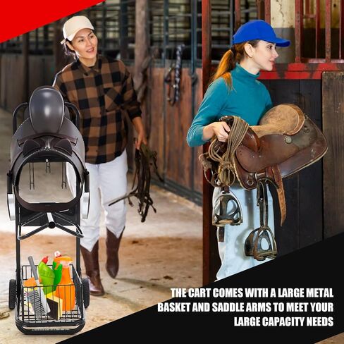 Rolling Saddle Rack Dolly Heavy Duty Horse Equipment Cart Foldable Horse Tack Cart with Wheels for Storage Moving Organize Transport Supplies, 50.39 x 20.47 x 15.75 Inch in Saudi Arabia
