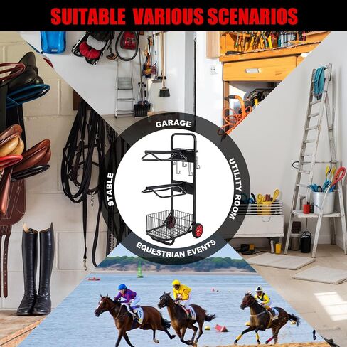 Rolling Saddle Rack Dolly Heavy Duty Horse Equipment Cart Foldable Horse Tack Cart with Wheels for Storage Moving Organize Transport Supplies, 50.39 x 20.47 x 15.75 Inch in Saudi Arabia