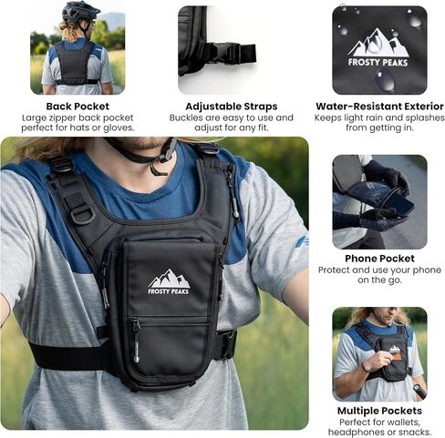 Outdoor Chest Pack, Minimalist Snowboard/Skiing Chest Pack, Running, Easy Access Phone Pouch, Dual-Side Large Pocket, Credit Card & Cash Pocket, Back Storage, Waterproof in Saudi Arabia