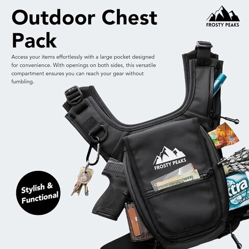 Outdoor Chest Pack, Minimalist Snowboard/Skiing Chest Pack, Running, Easy Access Phone Pouch, Dual-Side Large Pocket, Credit Card & Cash Pocket, Back Storage, Waterproof in Saudi Arabia