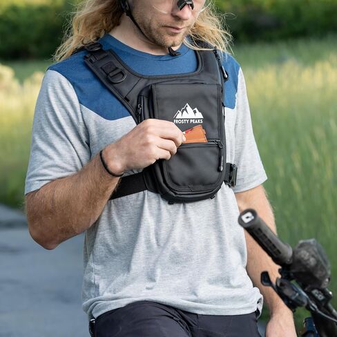 Outdoor Chest Pack, Minimalist Snowboard/Skiing Chest Pack, Running, Easy Access Phone Pouch, Dual-Side Large Pocket, Credit Card & Cash Pocket, Back Storage, Waterproof in Saudi Arabia