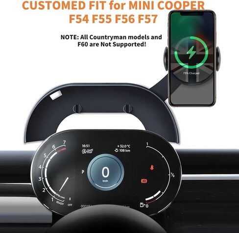 Persevere BMW Mini Cooper Car Phone Holder for F65, F66, J01, J05, F01 Models, Rotated 360°, Freely Adjustable Angle, Solid Clip Portable Holder, for Round Center Control Display (Manual Left Side) in Saudi Arabia
