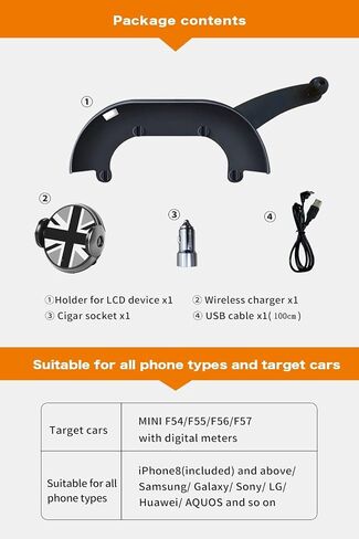 Persevere BMW Mini Cooper Car Phone Holder for F65, F66, J01, J05, F01 Models, Rotated 360°, Freely Adjustable Angle, Solid Clip Portable Holder, for Round Center Control Display (Manual Left Side) in Saudi Arabia