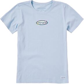 Life is Good. Women's Tie Dye Oval SS Crusher-LITE Tee, Glacier Blue, XX-Large in Saudi Arabia