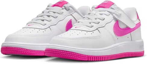 Nike Force 1 Low EasyOn Little Kids' Shoes (FN0237-102, White/Laser Fuchsia) Size 12 in Saudi Arabia