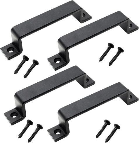 2 Pcs Sliding Barn Door Handles 6",Heavy Duty Garage Door Pull Handles,Rustic Design Black Gate Handles Hardware for Sliding Barn Garages Closet Sheds Drawer Doors Gate in Saudi Arabia