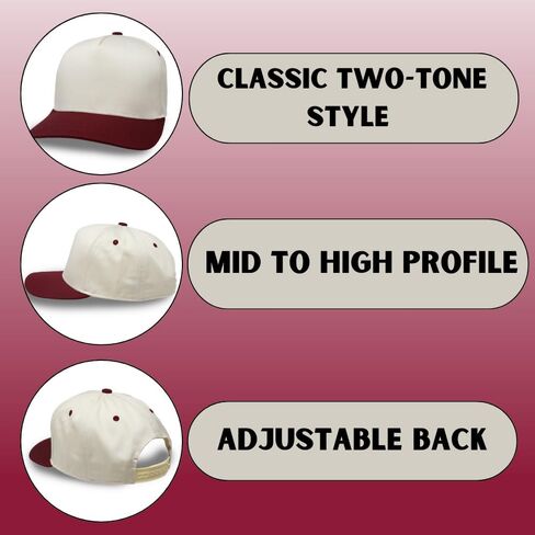 Two-Tone Blank Snapback Hat - Classic Blank Trucker Hat for Men & Women - Minimalist Baseball Cap with Foam Front in Saudi Arabia
