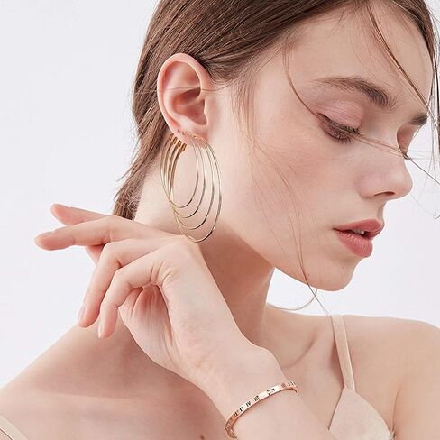 أقراط مويسانيتي للسيدات مطلية بالذهب الأبيض عيار 18 قيراط S925 من الفضة الإسترليني أقراط هوجي مزدوجة للنساء لا تسبب الحساسية للأم in Kuwait