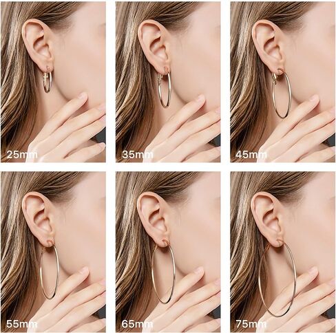 أقراط مويسانيتي للسيدات مطلية بالذهب الأبيض عيار 18 قيراط S925 من الفضة الإسترليني أقراط هوجي مزدوجة للنساء لا تسبب الحساسية للأم in Kuwait