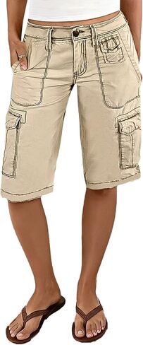 Flamingals Women's Bermuda Flap Pocket Schitch تفاصيل شورت وسط الخصر in Saudi Arabia