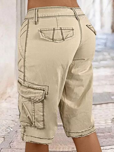 Flamingals Women's Bermuda Flap Pocket Schitch تفاصيل شورت وسط الخصر in Saudi Arabia