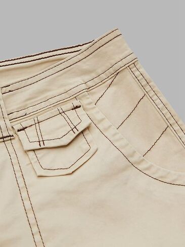 Flamingals Women's Bermuda Flap Pocket Schitch تفاصيل شورت وسط الخصر in Saudi Arabia