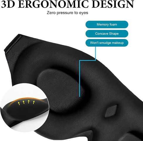 Moisture Chamber Glasses for Dry Eyes, Silicone Hydrating Sleep Mask Blackout Goggles Reusable Lightweight Zero Eye Pressure 3D Soft Breathable Eye Cover for Side Sleeper Men Women(Black) in Saudi Arabia