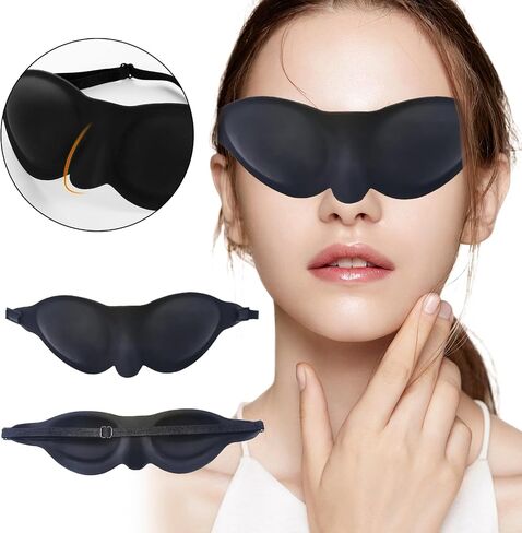 Moisture Chamber Glasses for Dry Eyes, Silicone Hydrating Sleep Mask Blackout Goggles Reusable Lightweight Zero Eye Pressure 3D Soft Breathable Eye Cover for Side Sleeper Men Women(Black) in Saudi Arabia