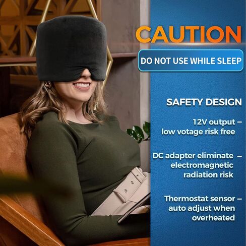 sticro Form Fitting Heated Headache Cap, 3 Temp Settings Steam Migraine Hat Heated Eye Mask for Dry Eyes, Sinus Pressure Relief, Tension Headache (Small) in Kuwait