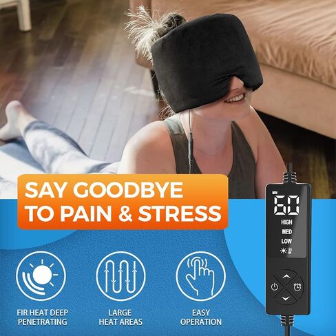 sticro Form Fitting Heated Headache Cap, 3 Temp Settings Steam Migraine Hat Heated Eye Mask for Dry Eyes, Sinus Pressure Relief, Tension Headache (Small) in Kuwait