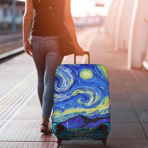 Vincent Van Gogh Starry Sky Night Luggage Cover Washable Suitcase Protector, Luggage Tag Travel Birthday Gifts For Men Women (XL 29-32 Inch Luggage) in Kuwait