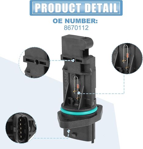 Uxcell Car Mass Air Flow Meter استبدال No.8670112 لفولفو S80 (1999-2006) و S60 (2001-2009) و V70 (1998-2007) in Saudi Arabia
