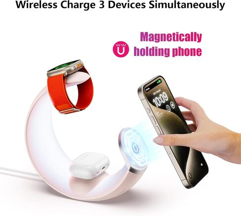 Wireless Charger for Apple iPhone: 3 in 1 Magnetic Charging Station for Apple iPhone 16/16 Pro Max/16 Pro/16 Plus/15/14/13/12/11/10/9/8/SE,Apple Watch,Airpods 4 with ANC,Airpods 3/2/Pro in Saudi Arabia