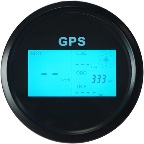 85mm 3 3/8 "عداد السرعة الرقمي GPS MPH KM/H ODO TRIP مع 7 الإضاءة الخلفية 12VDC 24V لسباق شاحنة القوارب للدراجات النارية (Black & Black) in Kuwait