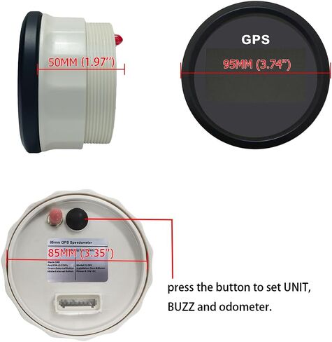 85mm 3 3/8 "عداد السرعة الرقمي GPS MPH KM/H ODO TRIP مع 7 الإضاءة الخلفية 12VDC 24V لسباق شاحنة القوارب للدراجات النارية (Black & Black) in Kuwait
