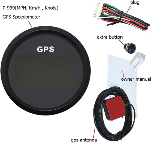 85mm 3 3/8 "عداد السرعة الرقمي GPS MPH KM/H ODO TRIP مع 7 الإضاءة الخلفية 12VDC 24V لسباق شاحنة القوارب للدراجات النارية (Black & Black) in Kuwait