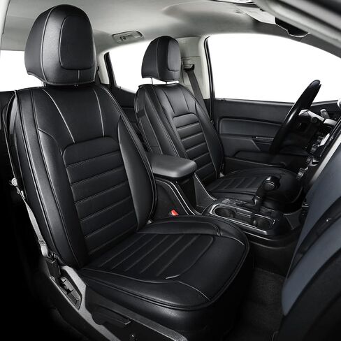 LUCKYMAN CLUB 2 Front Chevy Colorado Seat Covers fit for 2015-2022 Crew Cab Z71 LT ZR2 Work Truck with Faux Leather (Black 2 pcs) in Saudi Arabia