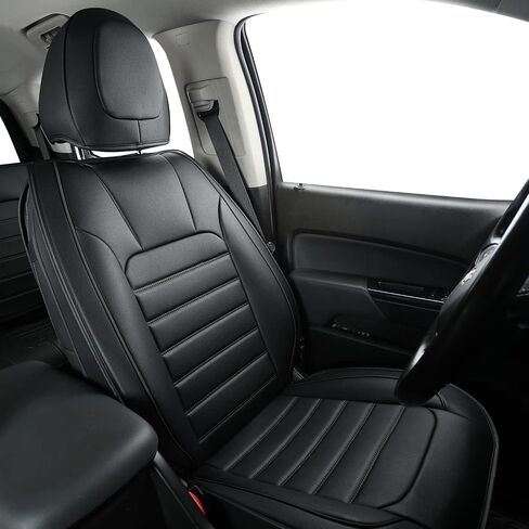 LUCKYMAN CLUB 2 Front Chevy Colorado Seat Covers fit for 2015-2022 Crew Cab Z71 LT ZR2 Work Truck with Faux Leather (Black 2 pcs) in Saudi Arabia
