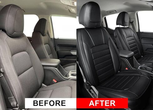LUCKYMAN CLUB 2 Front Chevy Colorado Seat Covers fit for 2015-2022 Crew Cab Z71 LT ZR2 Work Truck with Faux Leather (Black 2 pcs) in Saudi Arabia