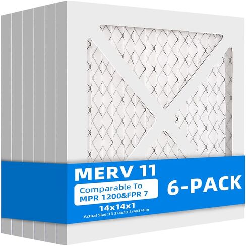 (6 عبوات) 12 × 12 × 1 مرشحات هواء للفرن، MPR 1200 & FPR 7، مرشح هواء مطوي MERV 11 (الحجم الفعلي: 11.69 بوصة × 11.69 بوصة × 0.75 بوصة) in Kuwait