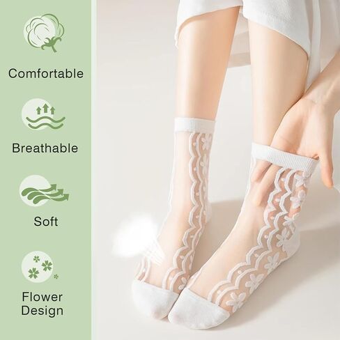 YOYOU Ruffle Crew Socks Women, Frilly Socks, Girly Scalloped Lettuce in Kuwait