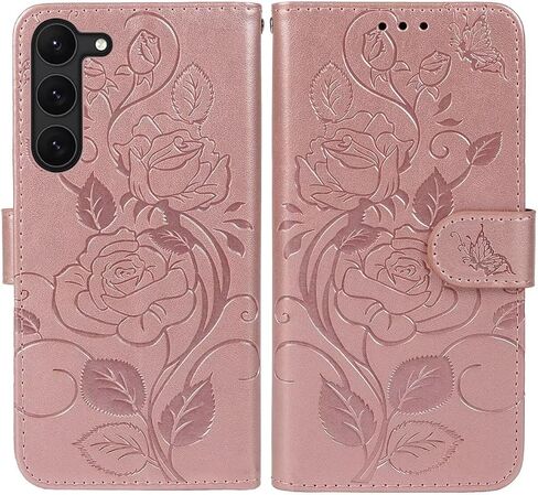 Case for Galaxy S23 Case, Samsung S23 SM-S911U Wallet Case with Tempered Glass Screen Protector, Flower Leather Flip Credit Card Holder Stand Phone Cover Cases for Samsung Galaxy S23 Purple in Kuwait