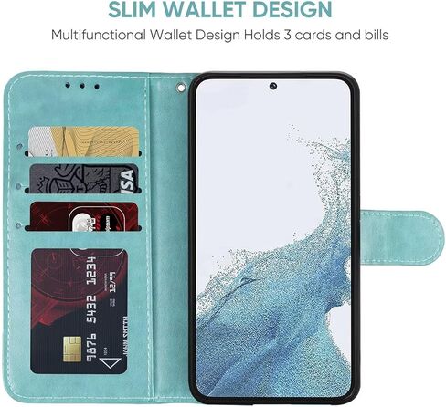 علبة Galaxy S23 ، Samsung S23 SM-S911U محفظة مع واقي شاشة زجاجية مزدحمة ، حامل بطاقة الائتمان من جلود زهرة من أجل Samsung Galaxy S23 Purple in Kuwait