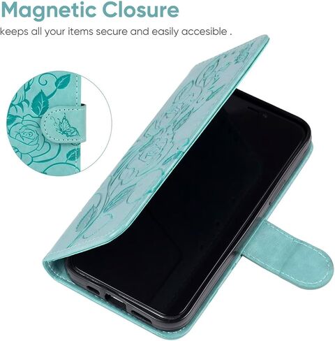 علبة Galaxy S23 ، Samsung S23 SM-S911U محفظة مع واقي شاشة زجاجية مزدحمة ، حامل بطاقة الائتمان من جلود زهرة من أجل Samsung Galaxy S23 Purple in Kuwait