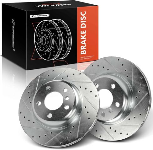 A-Premium 12.99 Inch (330mm) دوارات فرامل القرص المحفورة والاحتوارية المتوافقة مع نماذج BMW المختارة-F10 Series 528i 2011-2016 ، 528i Xdrive 2012-2016 ، مجموعة 2-PC in Saudi Arabia