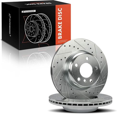 A-Premium 12.99 Inch (330mm) دوارات فرامل القرص المحفورة والاحتوارية المتوافقة مع نماذج BMW المختارة-F10 Series 528i 2011-2016 ، 528i Xdrive 2012-2016 ، مجموعة 2-PC in Saudi Arabia