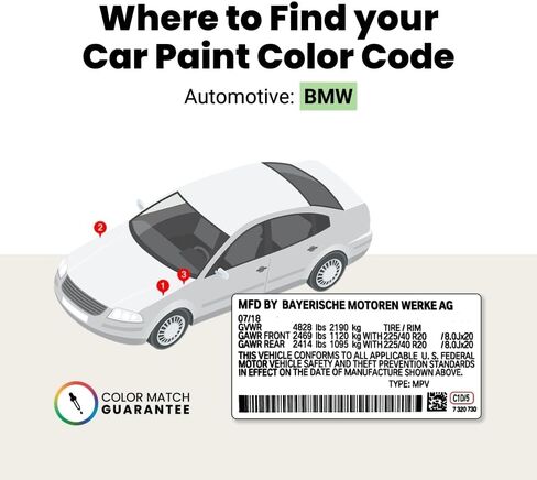 TouchupDirect 475 Black الياقوت المعدني متوافق مع BMW بالضبط مطابقة اللمسات الهباء الجوي - مجموعة أساسية in Kuwait