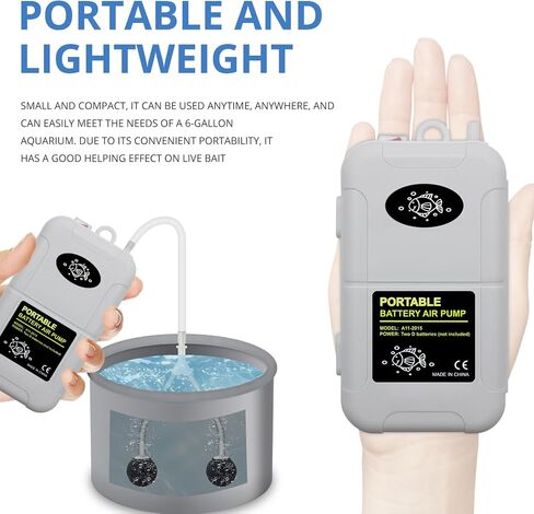 Portable Air Pump, Aquarium Air Pump, Aeration Up to 6 Gallons, Fish Tank Air Bubble Aerator for Fish Tank, Fishing Etc in Saudi Arabia