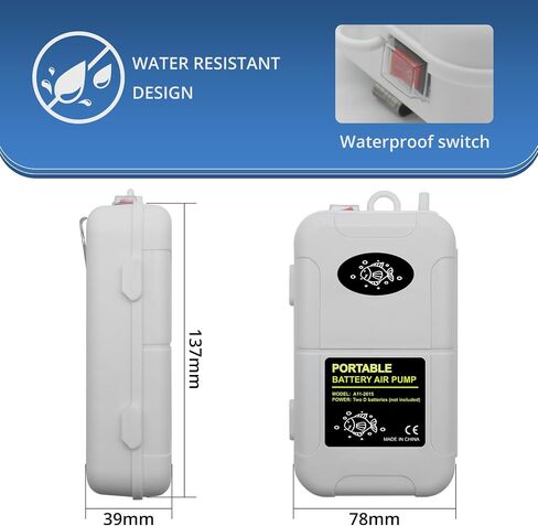 Portable Air Pump, Aquarium Air Pump, Aeration Up to 6 Gallons, Fish Tank Air Bubble Aerator for Fish Tank, Fishing Etc in Saudi Arabia