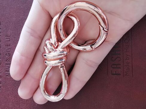 Gold Twist Knot Clasp Bag Charm Keychain D-Ring Keychain Trending Luxury Purse Fashion Accessory Heavy Duty Spring Snap Hook in Saudi Arabia
