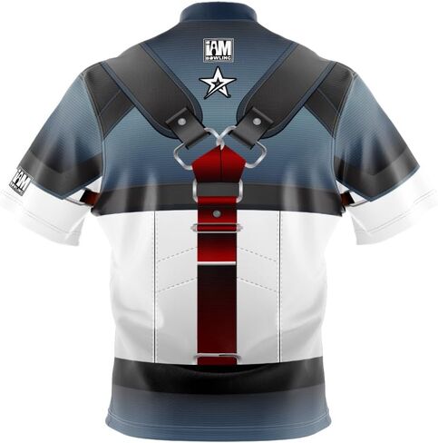 Logo Infusion I AM Bowling Jersey Short Sleeve Sash Collar 1561-RG Made in USA ROTO Grip in Saudi Arabia