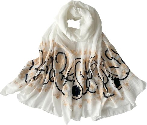 MINIDORA Soft Lightweight Scarves for Women Floral Embroidered Shawls for Holiday Summer Travel Wraps Extra Large in Saudi Arabia