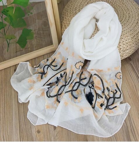 MINIDORA Soft Lightweight Scarves for Women Floral Embroidered Shawls for Holiday Summer Travel Wraps Extra Large in Saudi Arabia