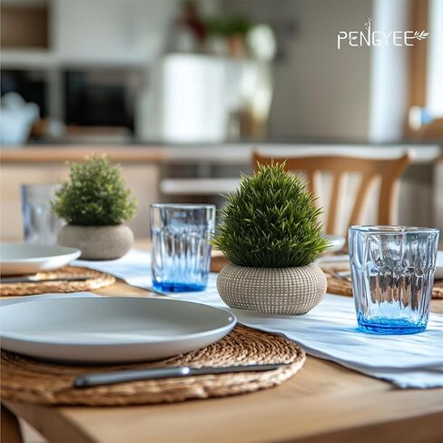 2Pack Small Fake Plants, Artificial Plants Indoor in Cement Planter, Faux Plants Indoor for Home Bathroom Bedroom Kitchen Office Room Decor - Yellowish Green-Rosemary in Kuwait