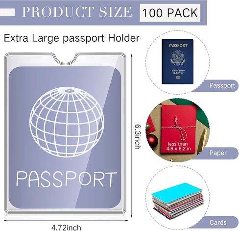 50 قطعة من حامل جواز السفر مقاس 4 × 6 مع أظرف ميزانية نقدية بلاستيكية من مادة PVC ذات فتحة الإبهام، مجموعة مظاريف ملفات شفافة، تحمل ما يصل إلى 30 ورقة، لتخزين السفر في مكتب المدرسة والعودة إلى المدرسة in Saudi Arabia